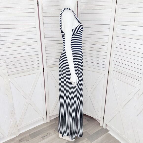 Loft Nautical Stripes Knit Maxi Sundress Sleeveless Blue White XS - Picture 4 of 13